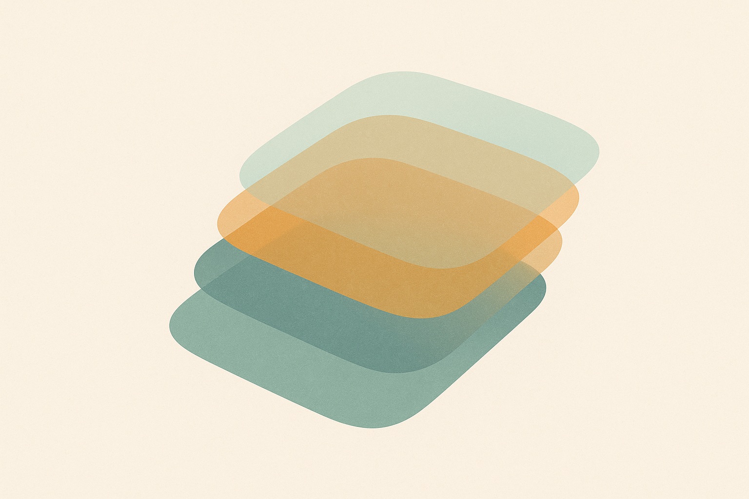 Illustration of four offset translucent layers stacked together, representing the physical, psychological, social and behavioural layers of addiction.
