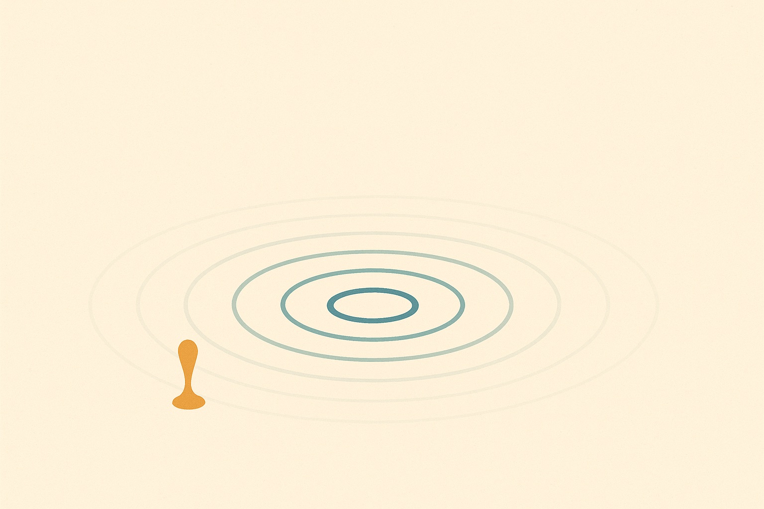 Illustration of rings spreading outward from a single point, representing how addiction affects far beyond the person using.
