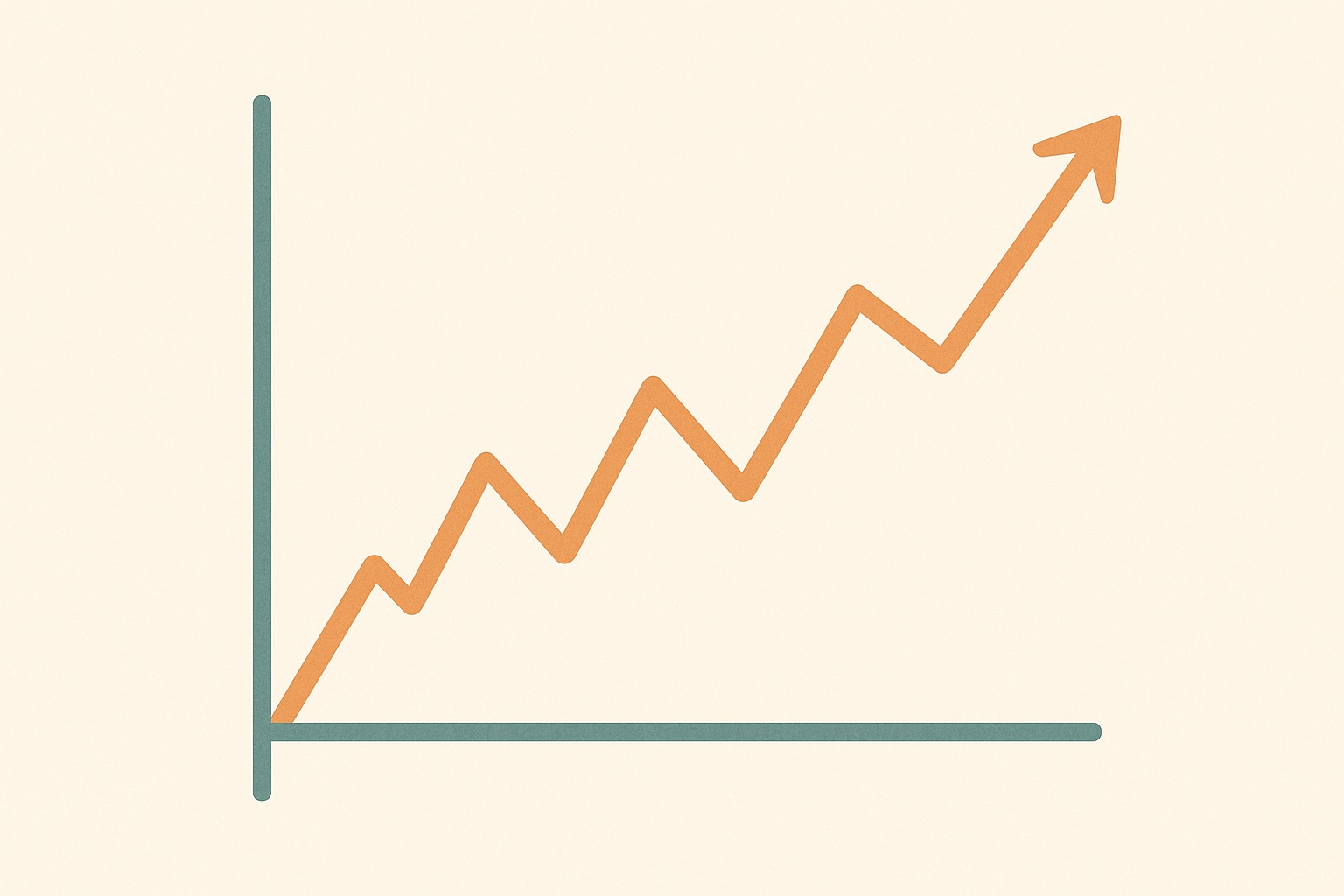 Illustration of an upward trending line with several dips along it, representing recovery as a non-linear process including relapse.