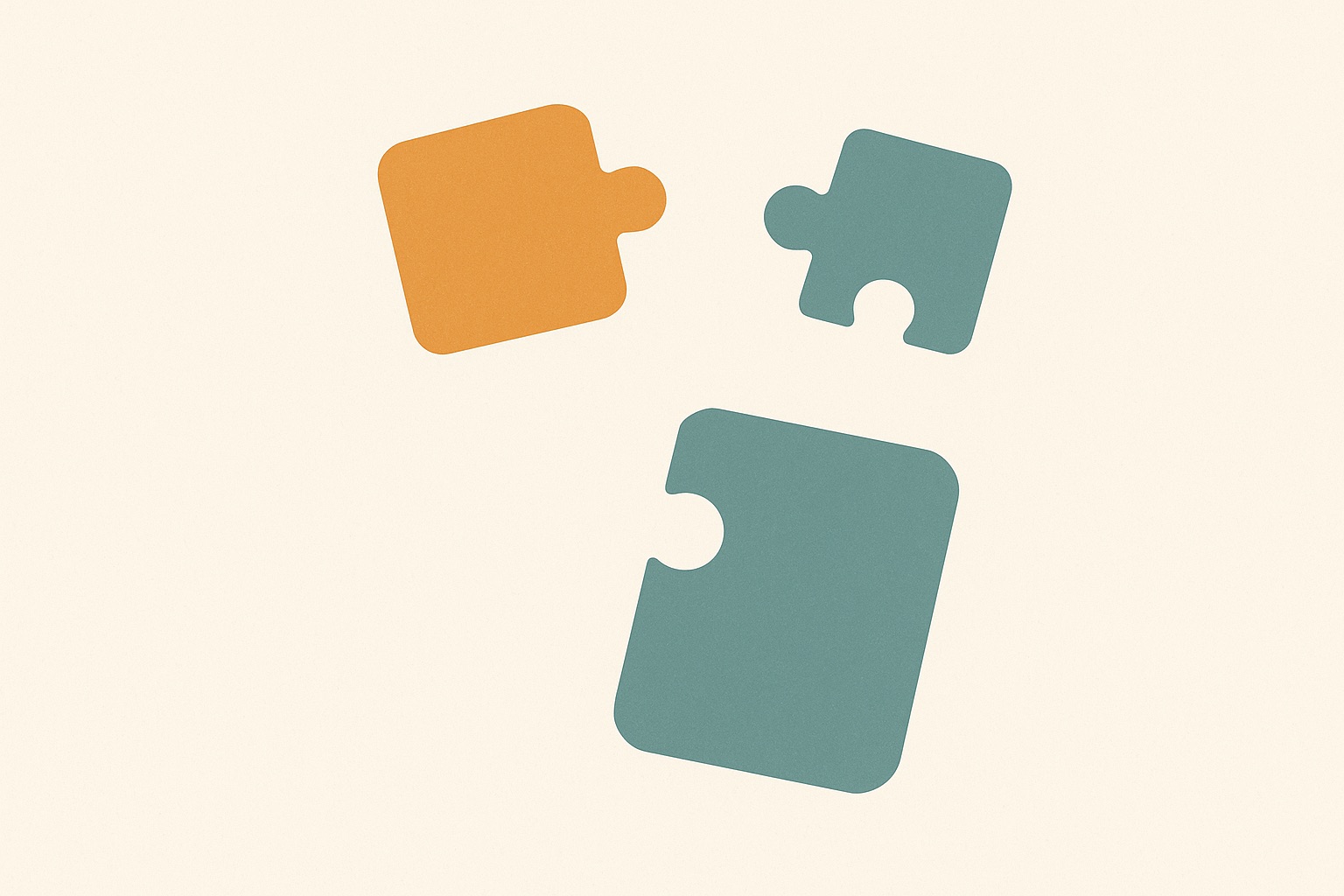 Illustration of three rounded pieces with one matching a notch in a base shape, representing finding an ADHD therapist who fits.