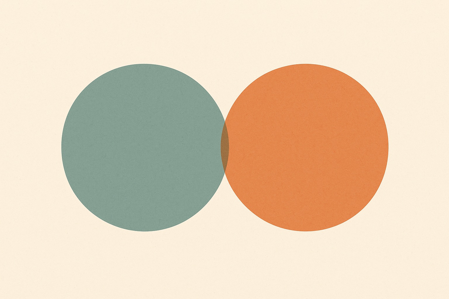 Illustration of two shapes meeting and overlapping in the centre, representing finding common ground in conflict resolution.