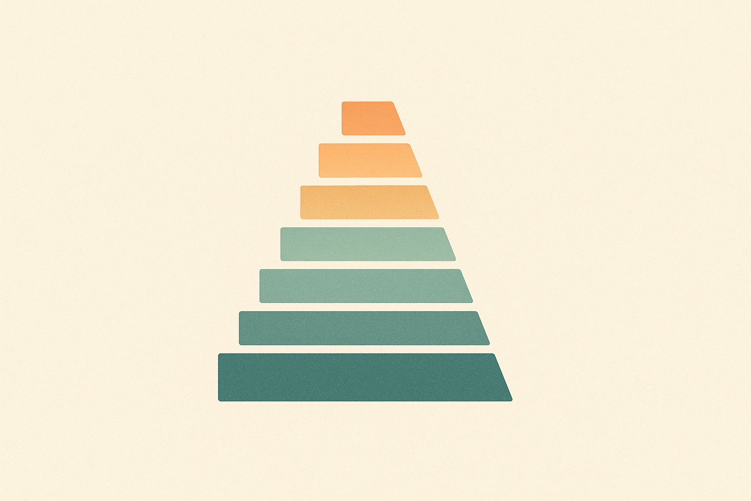 Illustration of seven stacked bars growing progressively longer and deeper in tone, representing the seven stages of dementia.