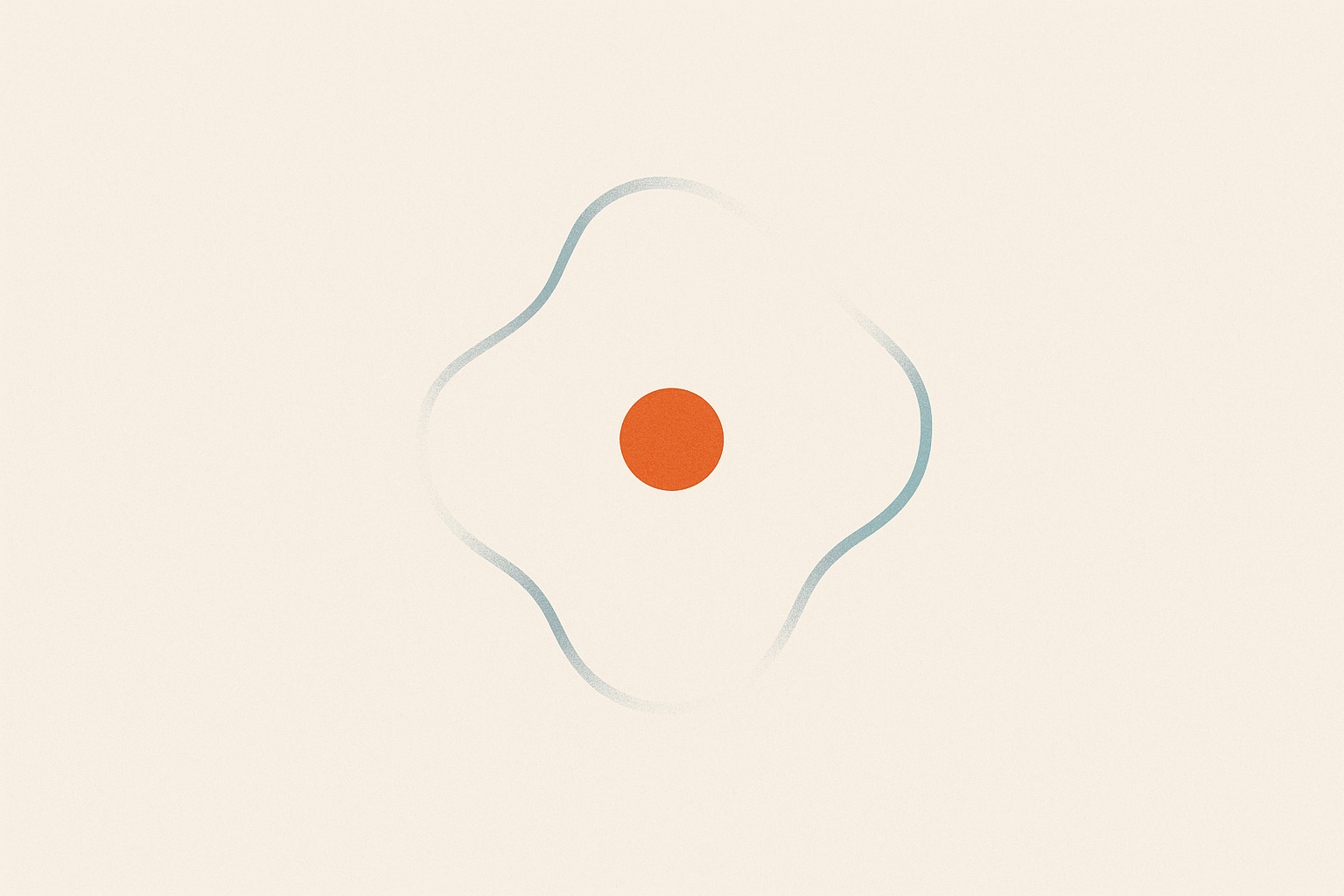 Illustration of a shape with a fading outline and a solid warm centre, representing what remains as dementia progresses.