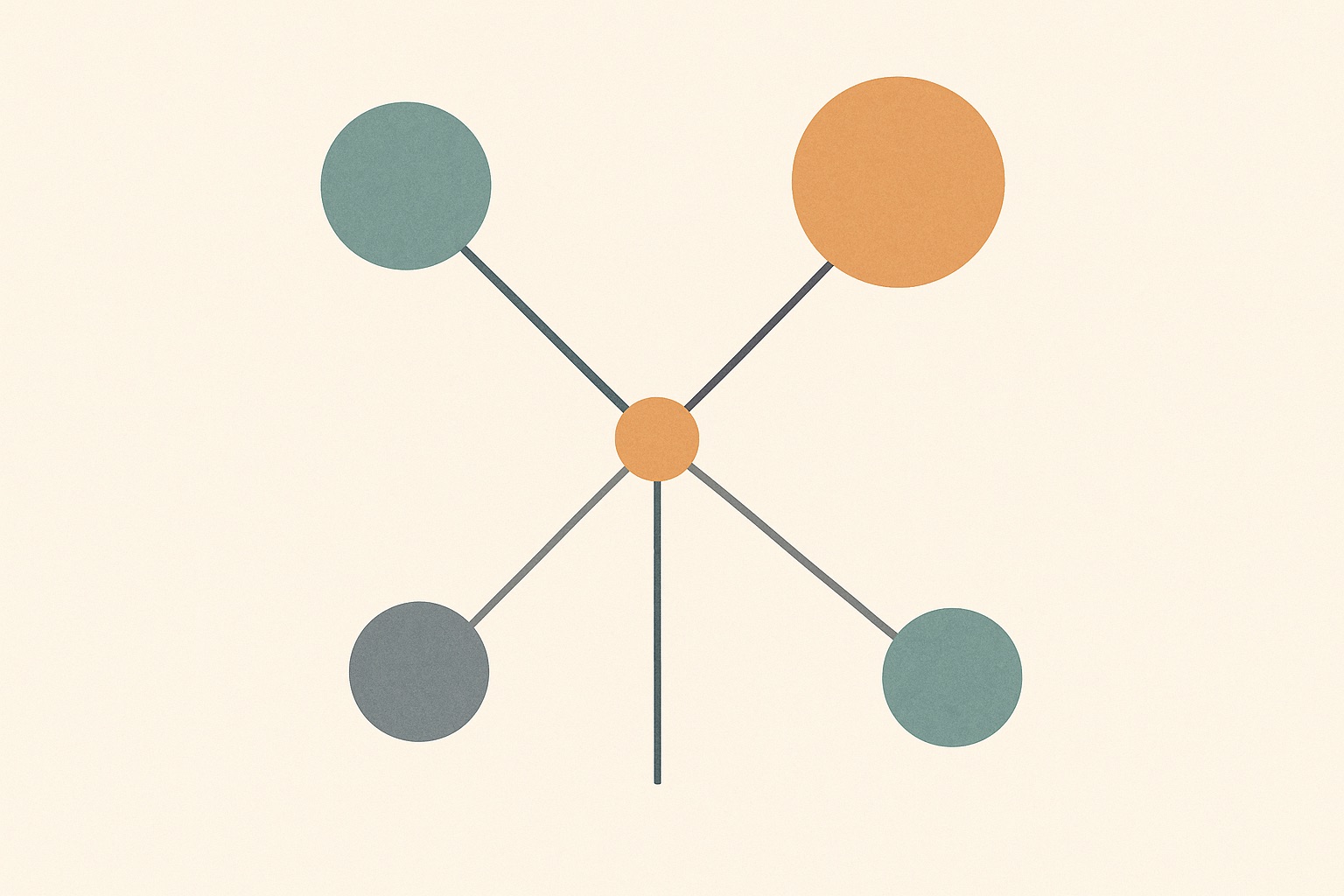 Illustration of a central circle connected by lines of varying weight to four others, representing a personal support network in depression.