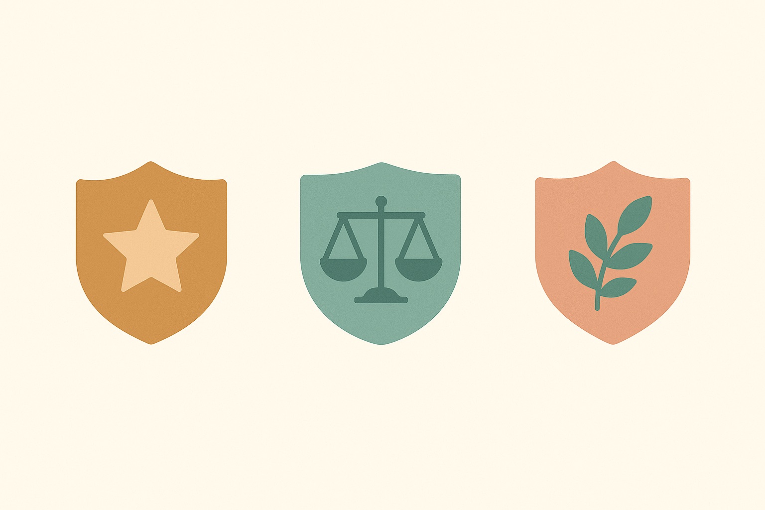 Illustration of three distinct badge shapes in a row, representing the different professional roles involved in treating depression.