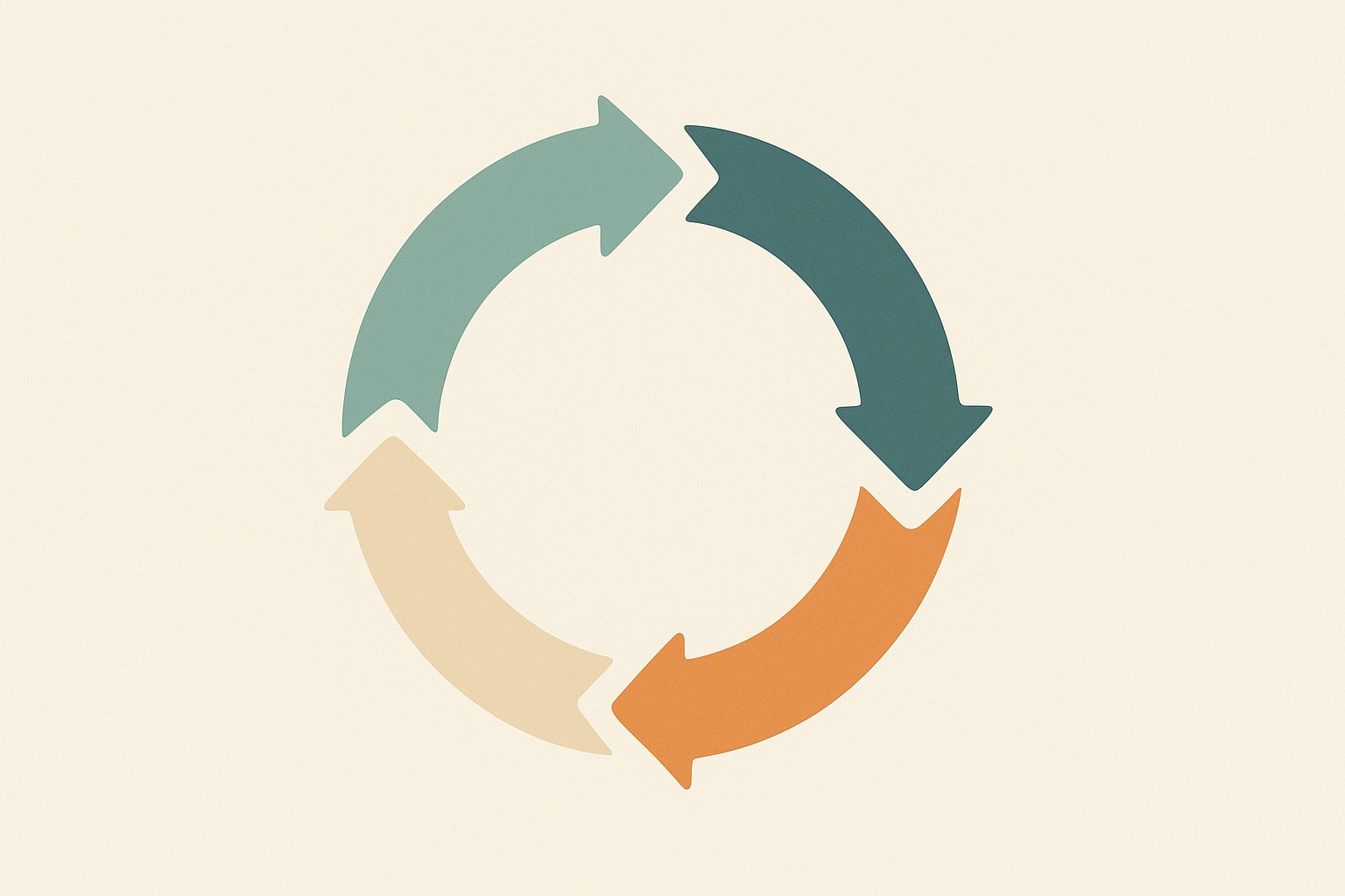 Illustration of four curved arrows forming a loop with one gap, representing the cycle of abuse and the point where it can break.