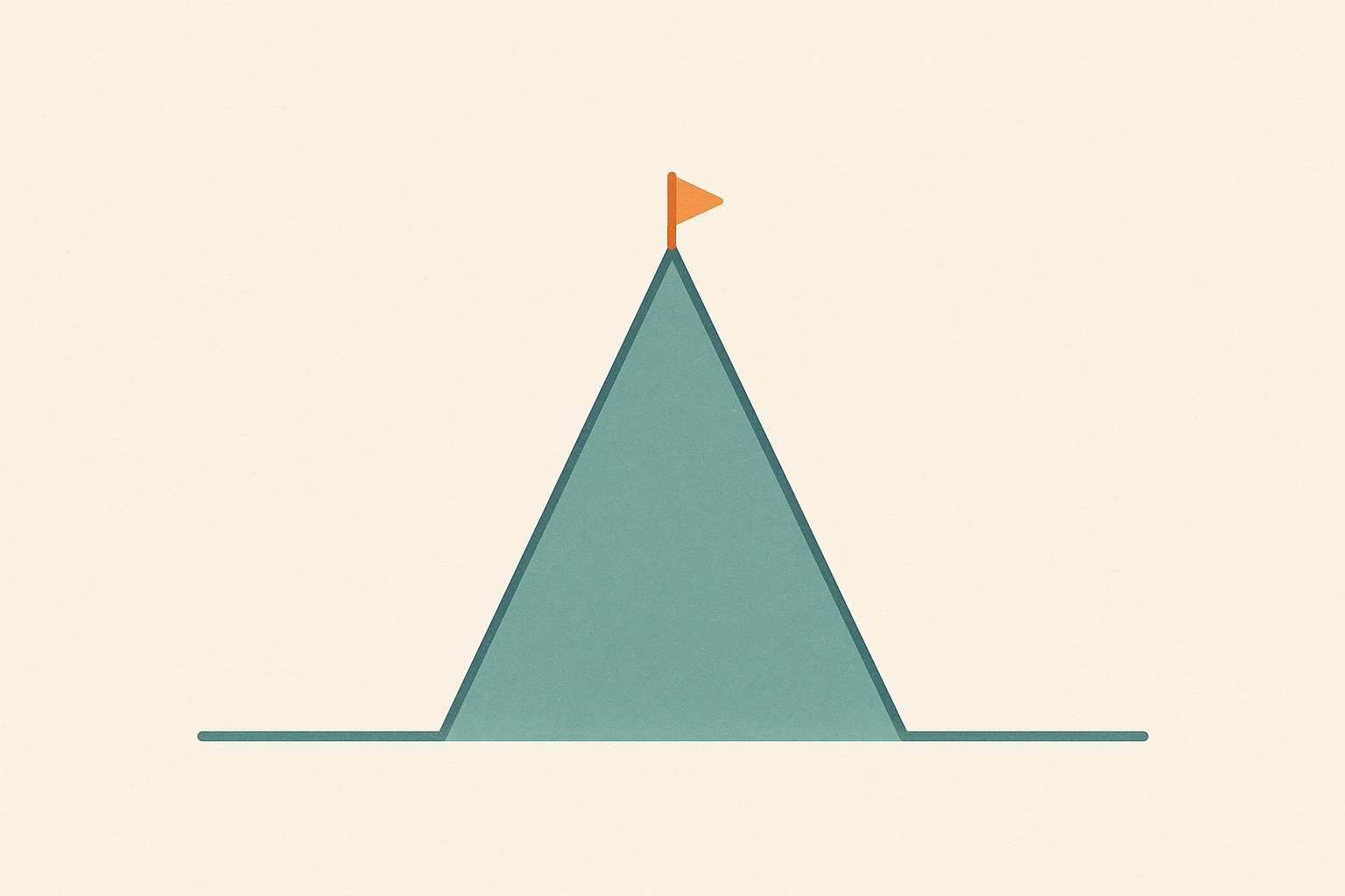 Illustration of a sharp narrow peak rising and falling steeply with a marker at the apex, representing the peak of an extreme anxiety episode.
