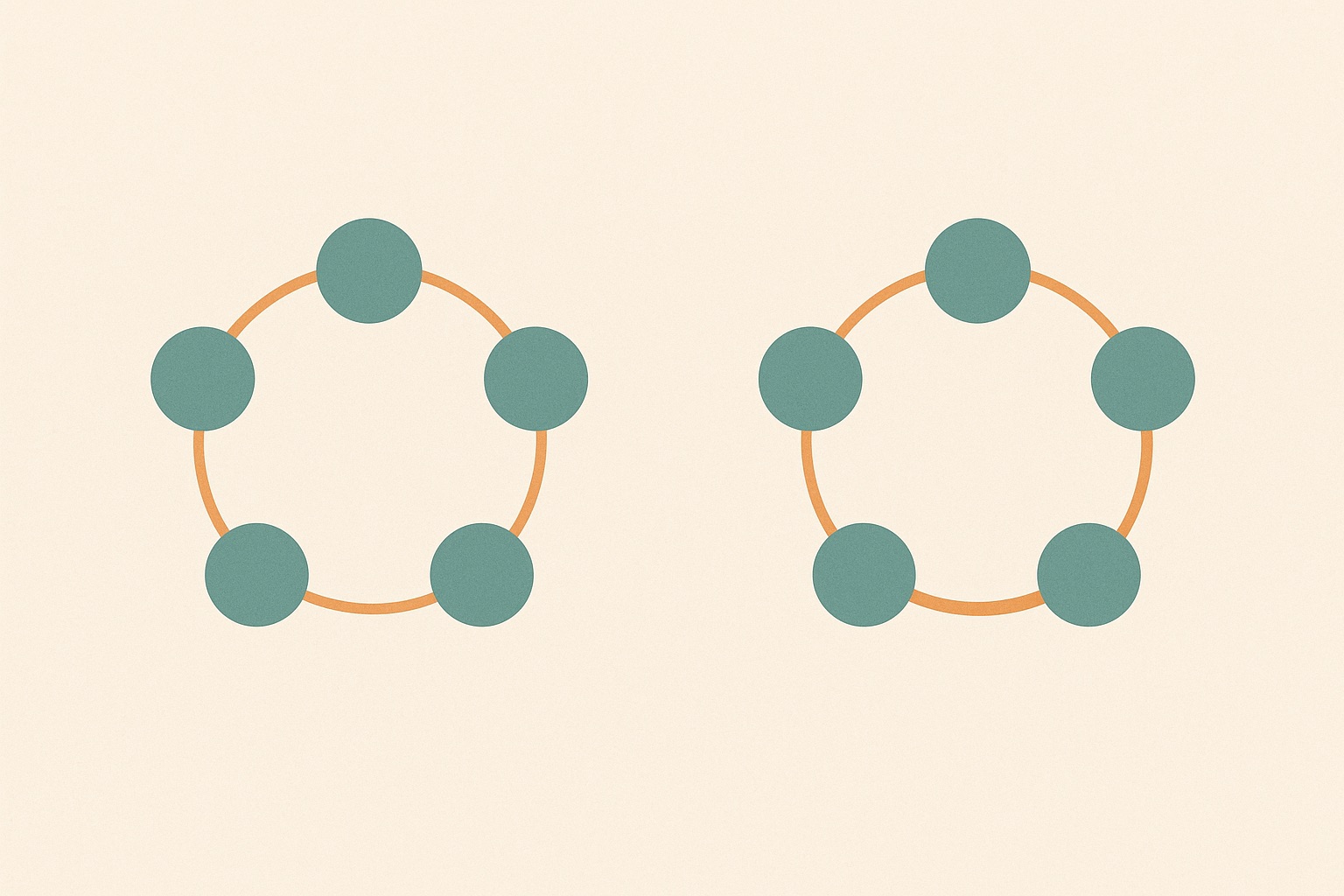 Illustration of the same family diagram shown twice with one connection changed, representing how a small shift changes the whole family system.