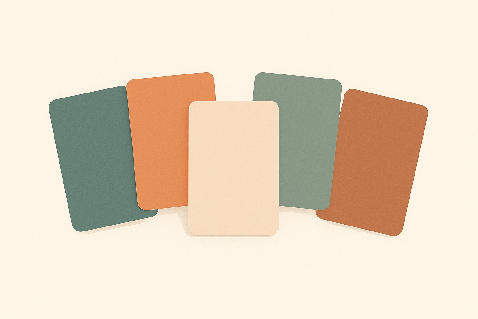Illustration of five rounded cards fanned out with one lifted forward, representing five things to hold onto while grieving.