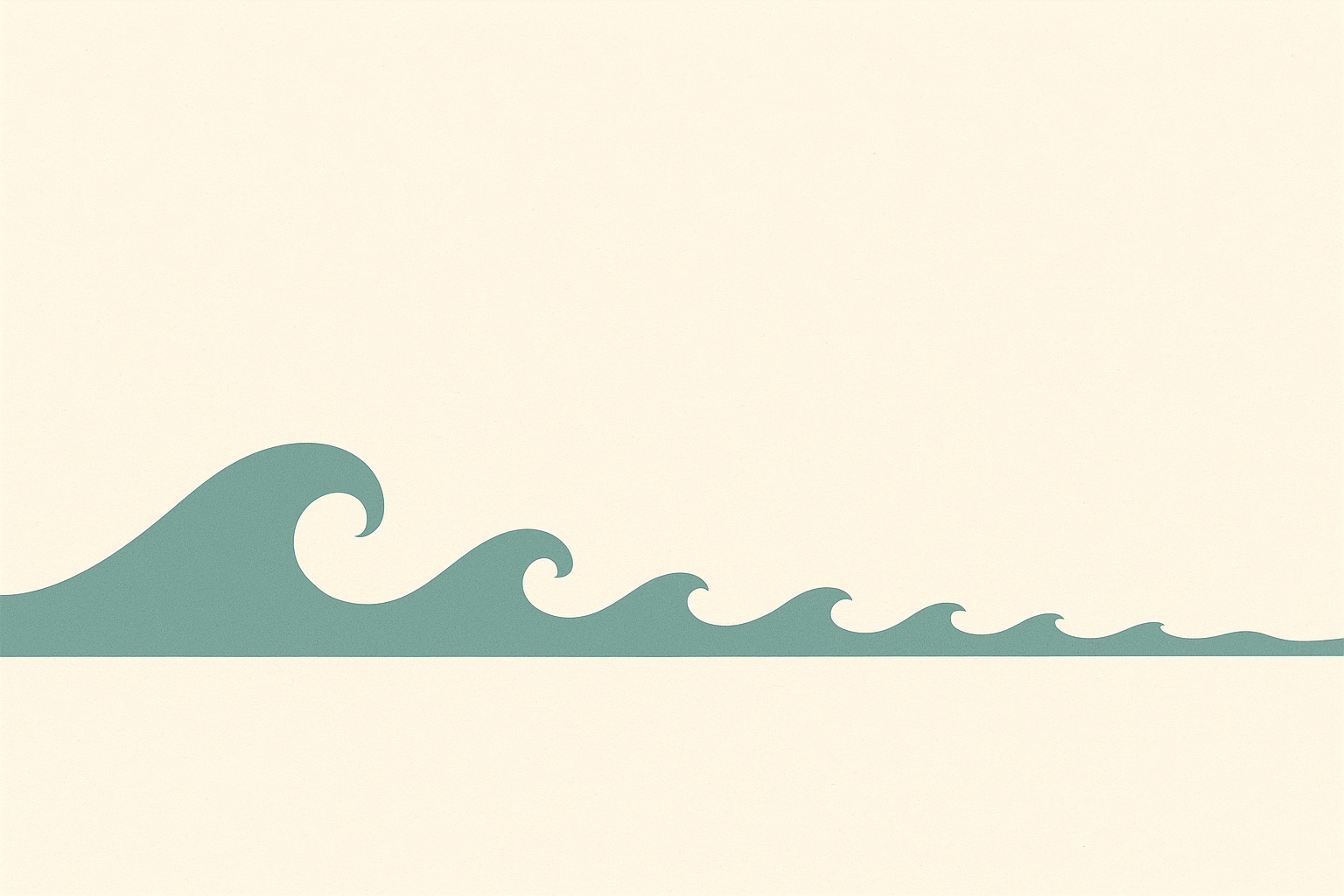 Illustration of waves that start tall and close together then gradually lower and spread apart, representing how grief changes over time.