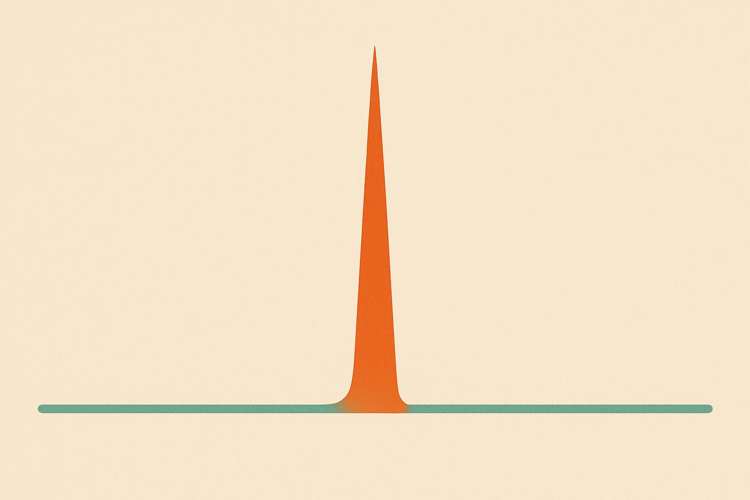 Illustration of a flat line with one sharp narrow spike rising and falling, representing the brief disproportionate outburst of intermittent explosive disorder.