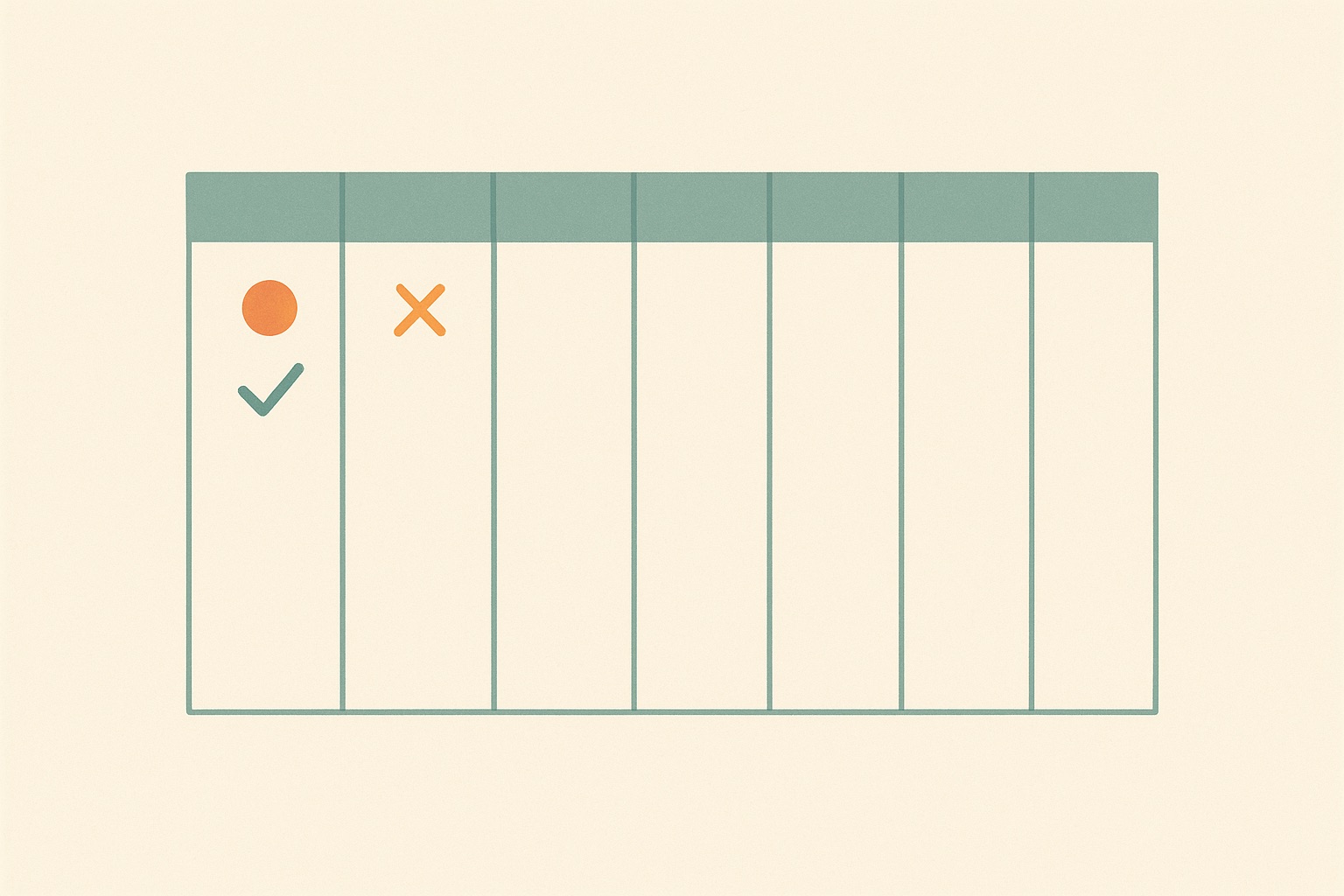 Illustration of a mostly empty weekly grid with the first two columns beginning to fill, representing rebuilding routine after job loss.