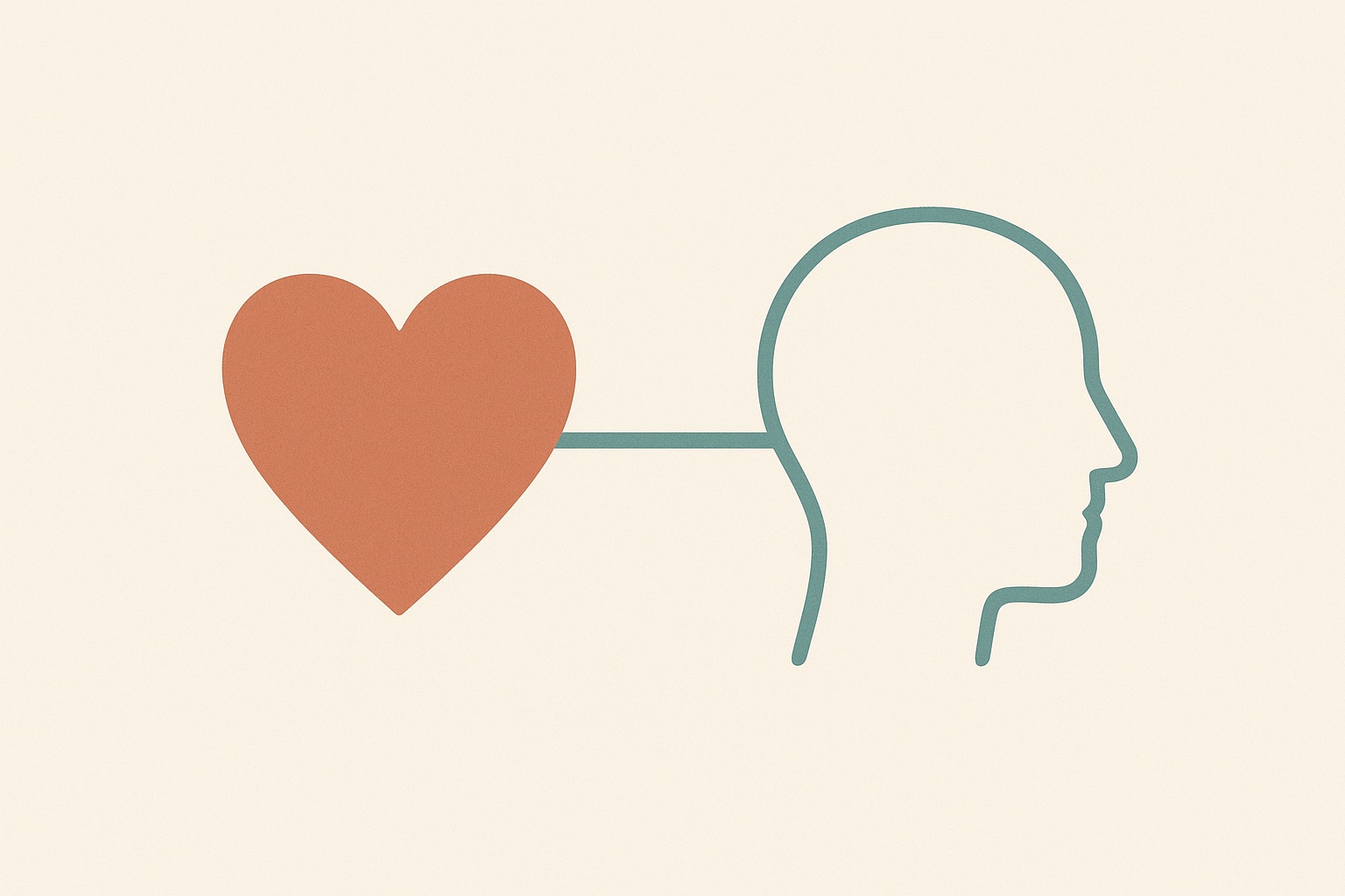 Illustration of a heart and a head joined by a line, representing the physical and mental health effects of chronic loneliness.