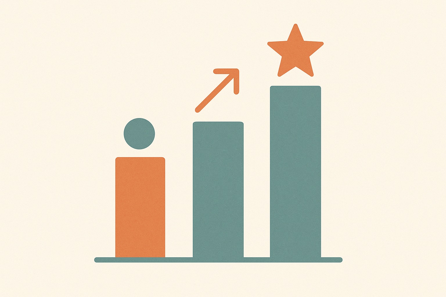 Illustration of three vertical bars of increasing height each topped with a glyph, representing the compounding mental health impacts of loneliness.