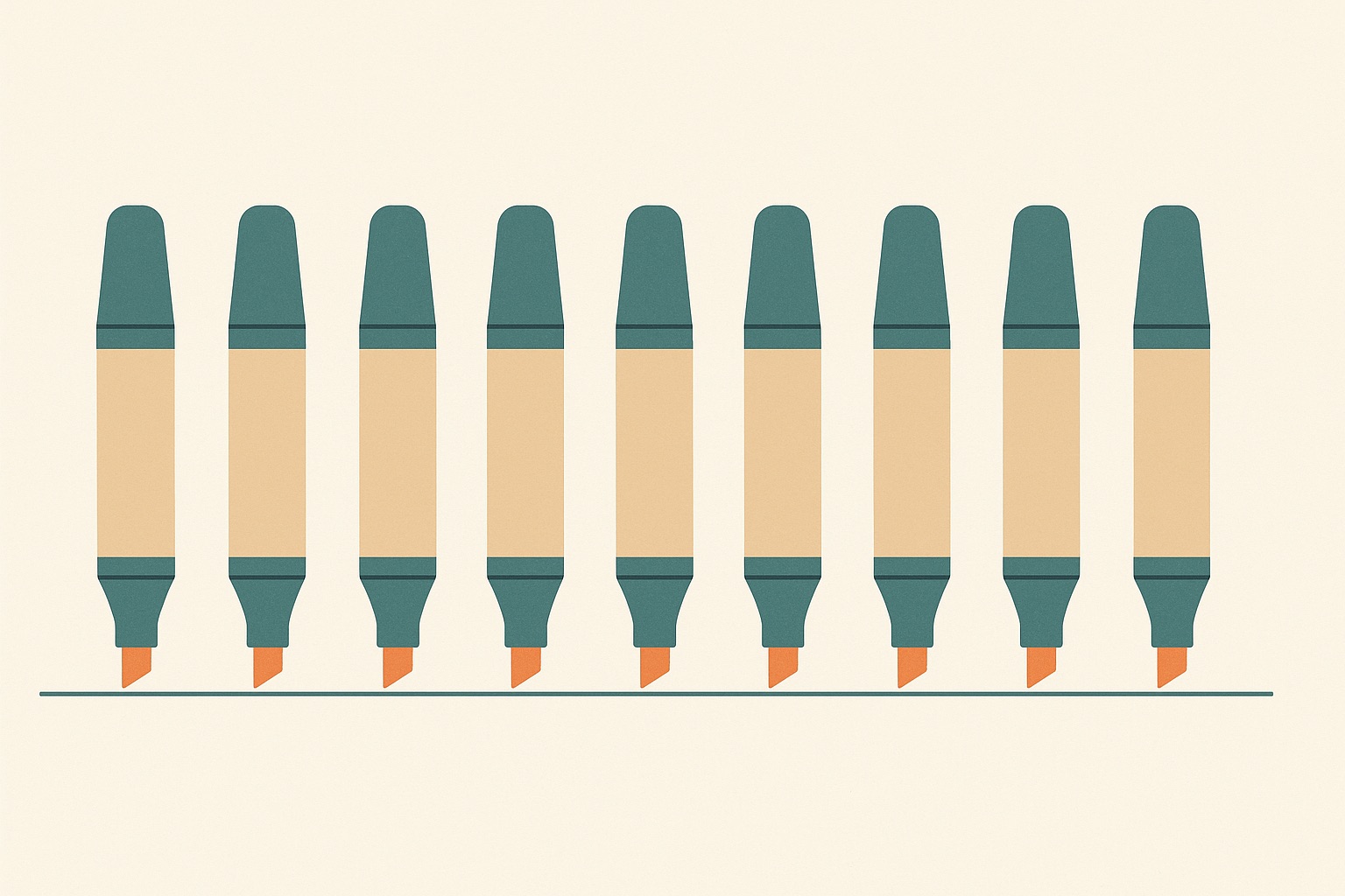 Illustration of eight evenly spaced markers in an unbroken row, representing consistent attendance at therapy sessions.