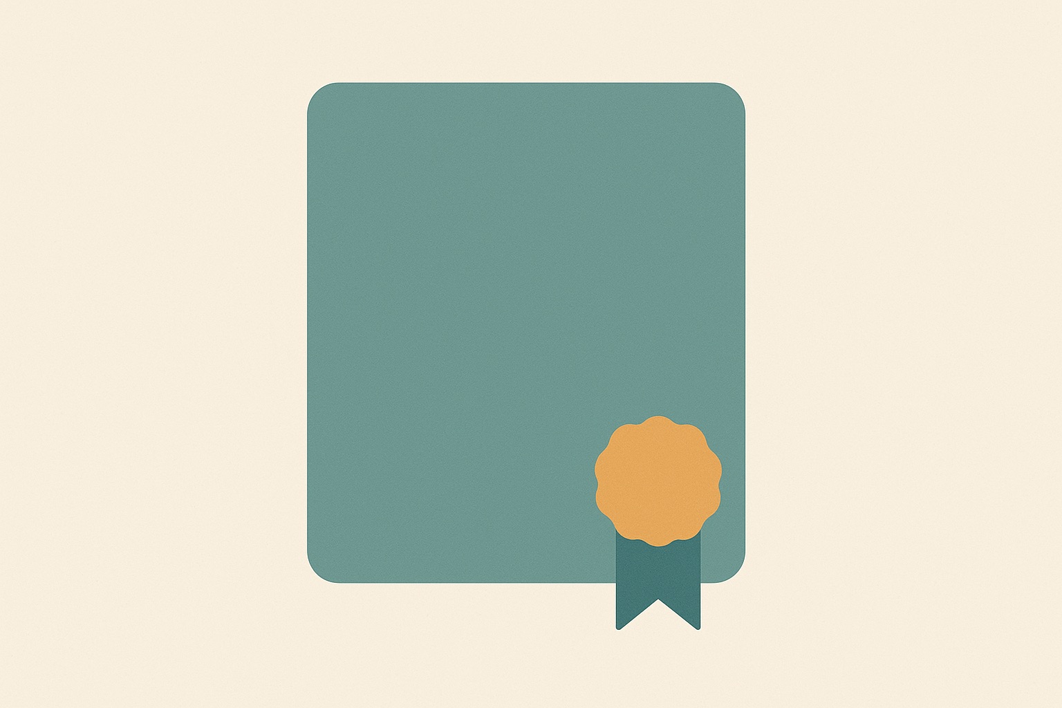 Illustration of a screen with a small licence seal in the corner, representing online therapy delivered by a licensed clinician.