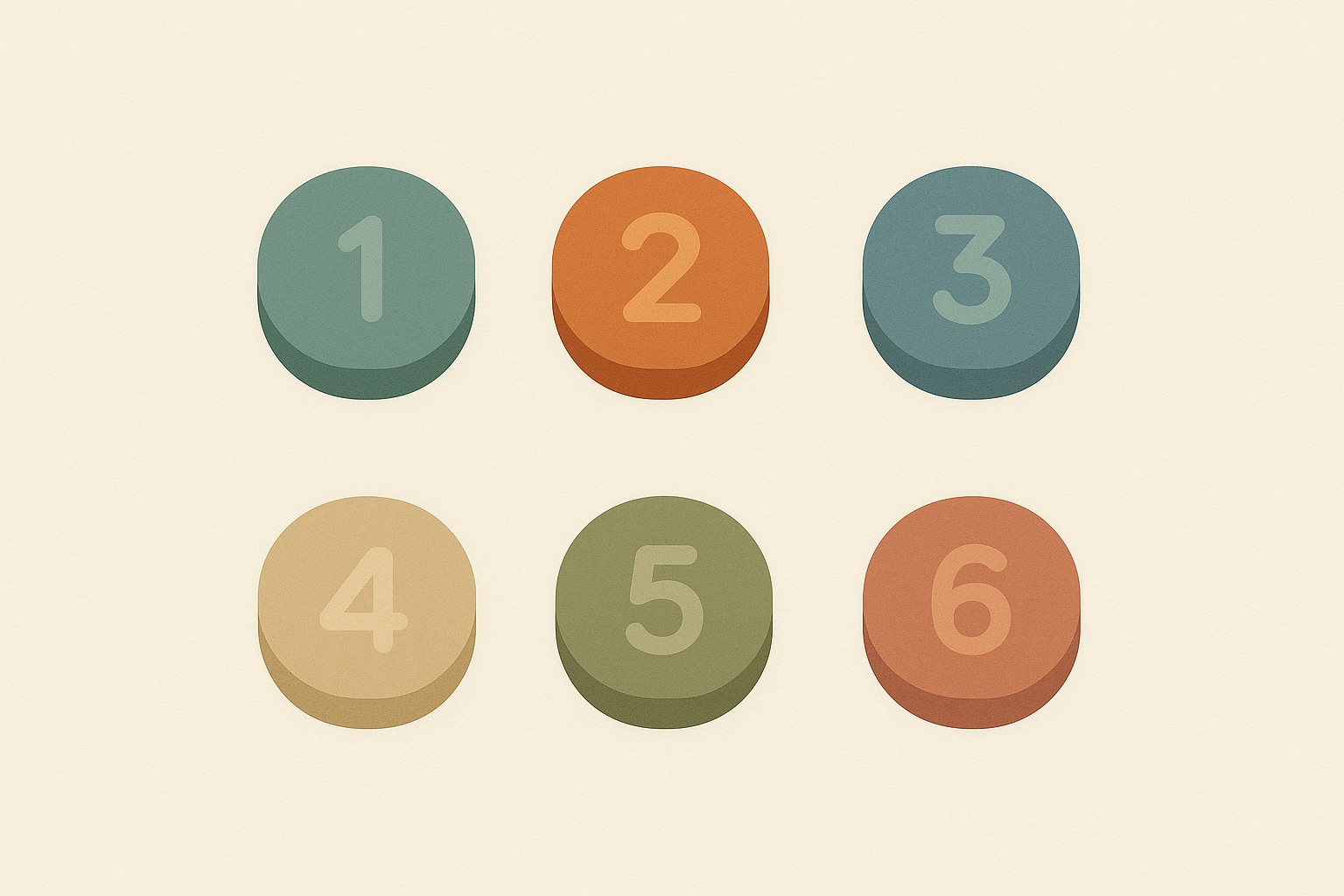 Illustration of six rounded tokens arranged in two rows, representing a set of strategies for resolving relational conflict.