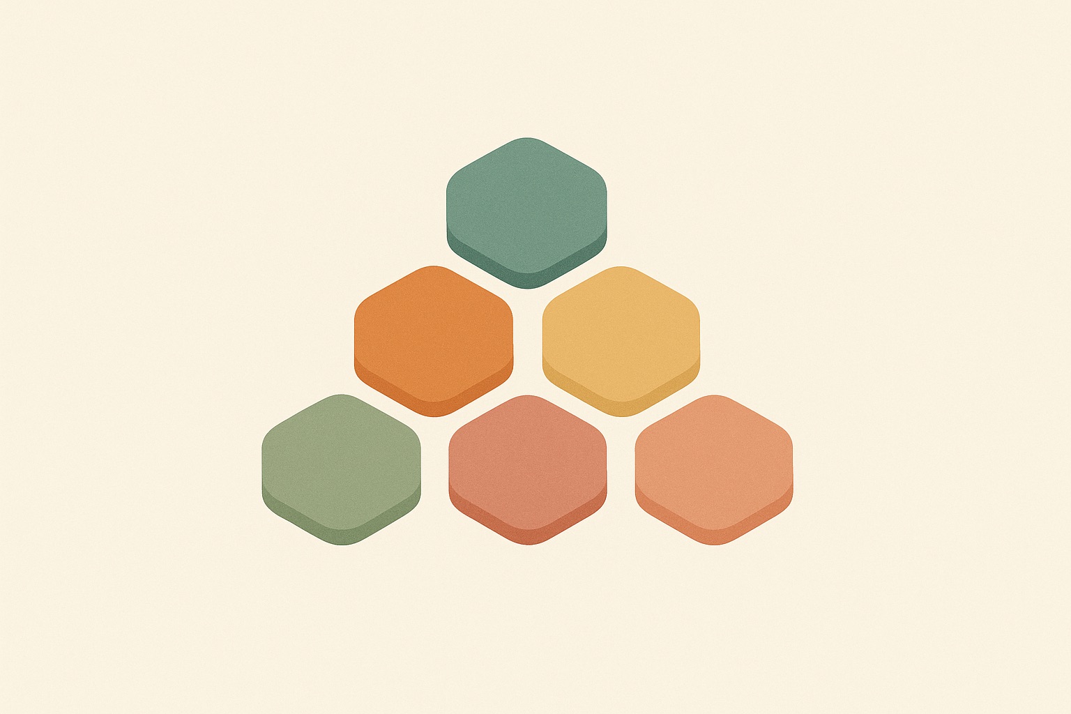 Illustration of seven rounded tiles in a cluster with one raised, representing the different types of psychotherapy available for teenagers.