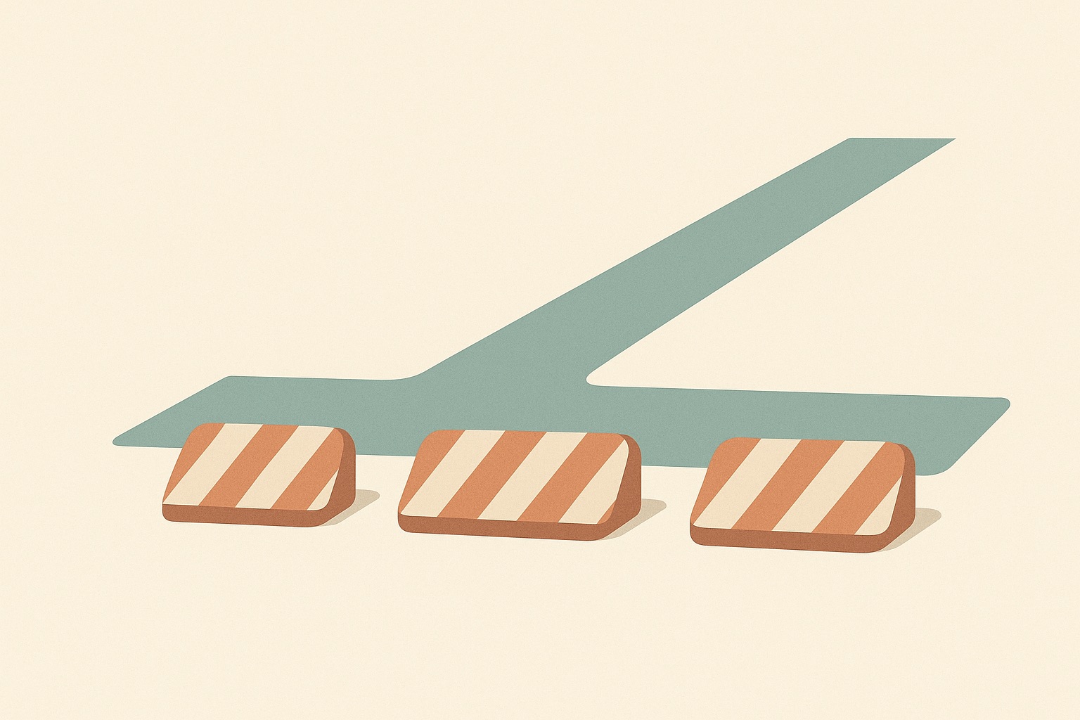 Illustration of three lowered barriers with a clear path running over them, representing the obstacles telehealth removes.
