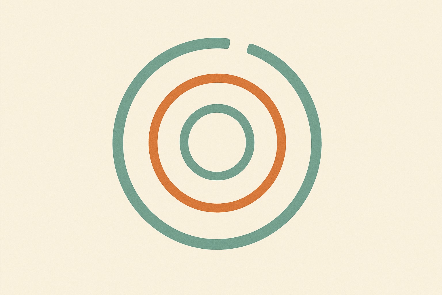 Illustration of three nested broken rings with aligned gaps, representing a cycle of violence passed between generations and where it can be interrupted.